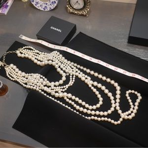 CHANEL MULTIPLE PEARL LAYERED NECKLACE